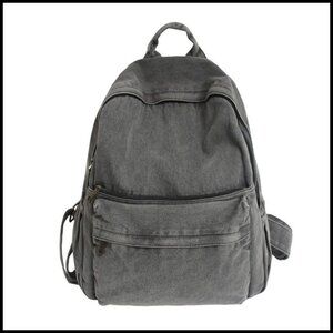 Vintage Denim Backpack Lightweight Travel Daypack Adjustable Straps Y2K Style